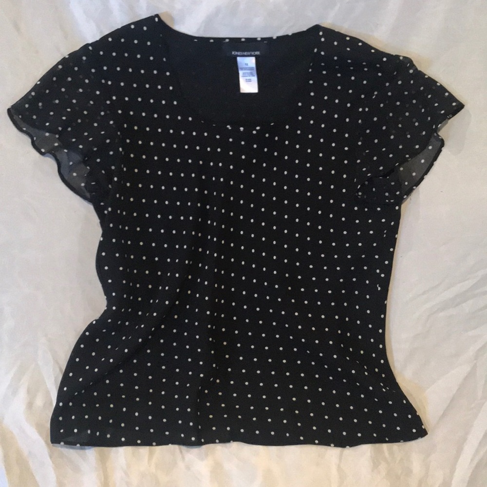 Black and white polka dot blouse